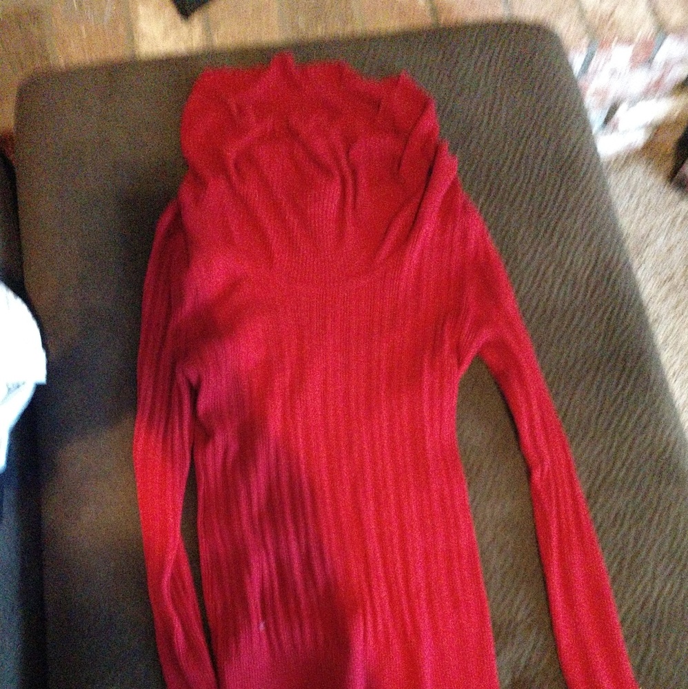 Red turtleneck sweater